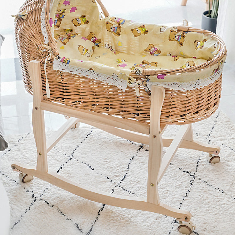 Traditional Wicker Oval Crib Cradle Natural Toddler Moses Basket