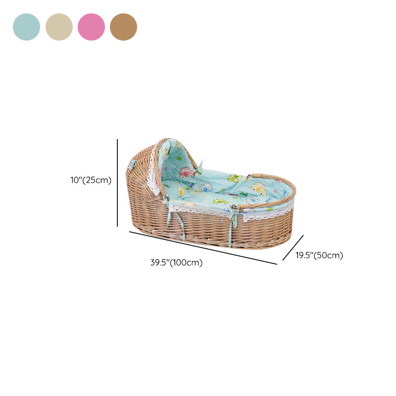 Traditional Wicker Oval Crib Cradle Natural Toddler Moses Basket