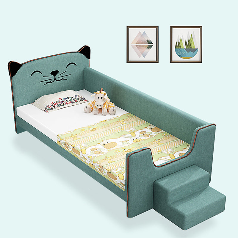 Modernism Solid Wood Nursery Bed Upholstered Crib with Mattress