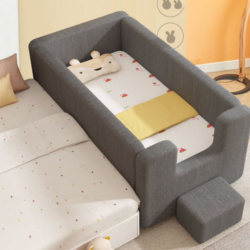 Contemporary Fabric & Wood Crib in Gray Upholstered Crib with Mattress