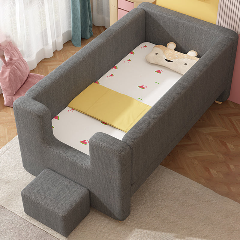 Contemporary Fabric & Wood Crib in Gray Upholstered Crib with Mattress