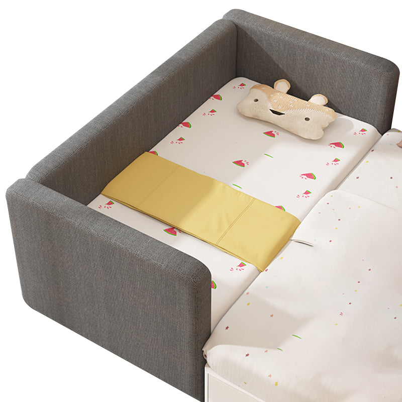 Contemporary Fabric & Wood Crib in Gray Upholstered Crib with Mattress