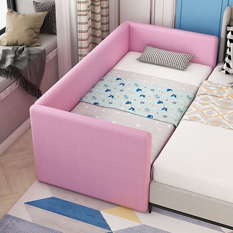 Modern Nursery Crib Upholstered Wood with Guardrail Nursery Bed