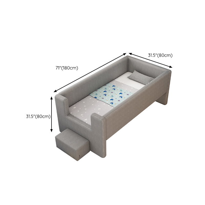 Modern Nursery Crib Upholstered Wood with Guardrail Nursery Bed