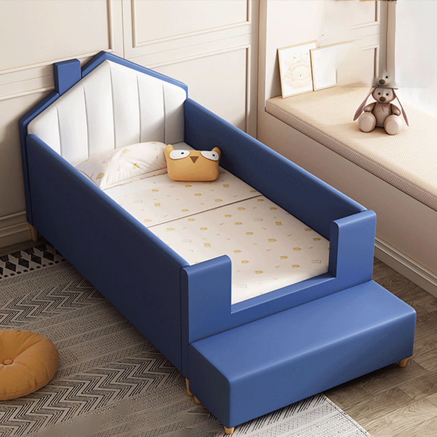 Glam Nursery Bed Wood with Mattress Upholstered with Guardrail Baby Crib