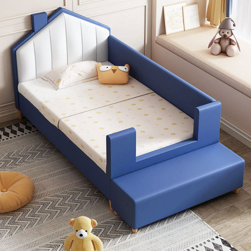 Glam Nursery Bed Wood with Mattress Upholstered with Guardrail Baby Crib