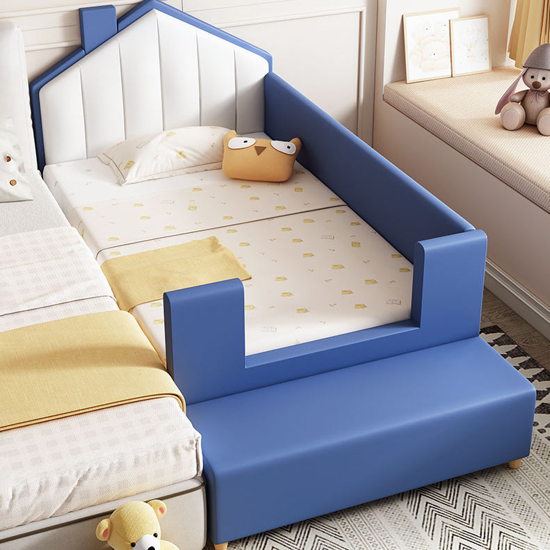 Glam Nursery Bed Wood with Mattress Upholstered with Guardrail Baby Crib