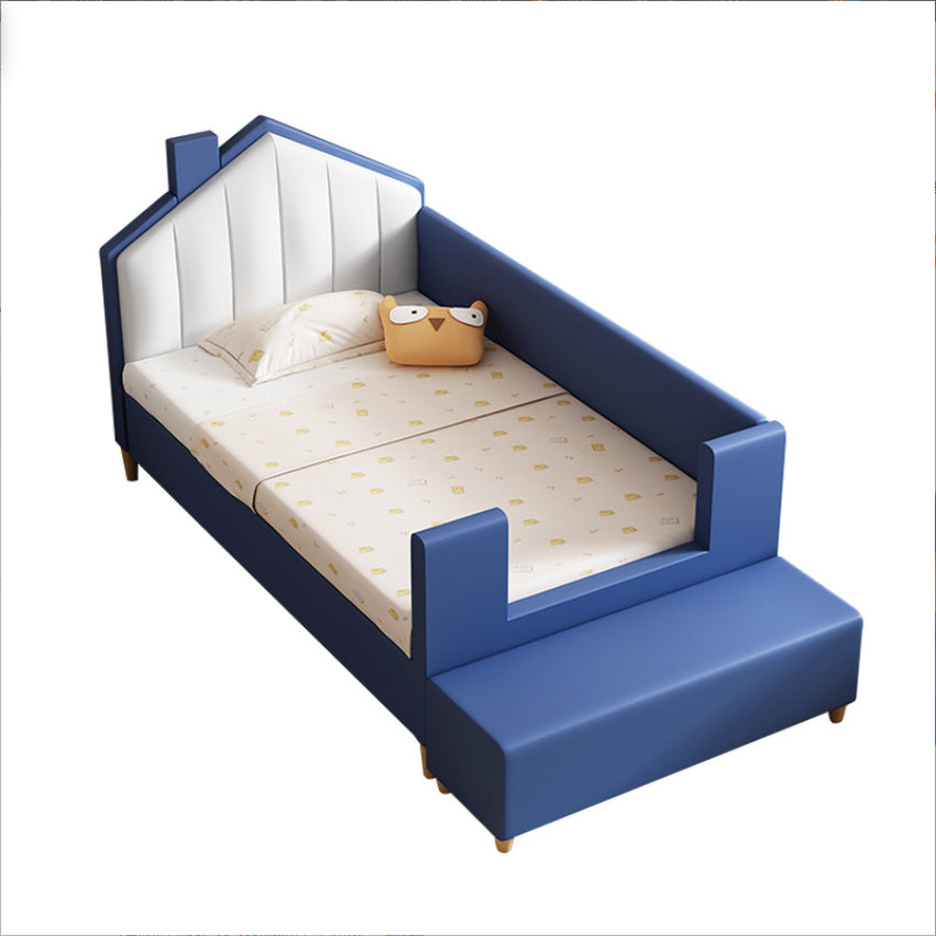 Glam Nursery Bed Wood with Mattress Upholstered with Guardrail Baby Crib