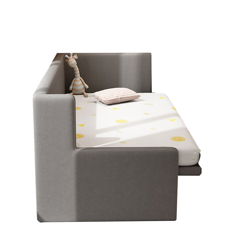 Glam Nursery Crib Pine with Guardrail Wood Gray Upholstered Nursery Bed