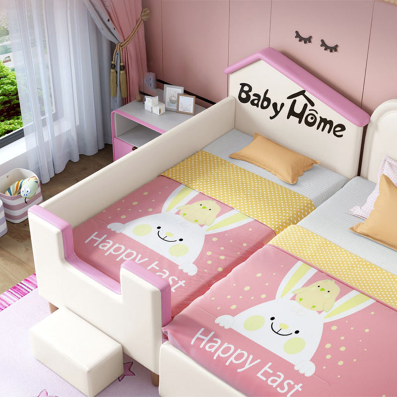 Glam Nursery Bed with Mattress White Wood Pine with Guardrail Baby Crib