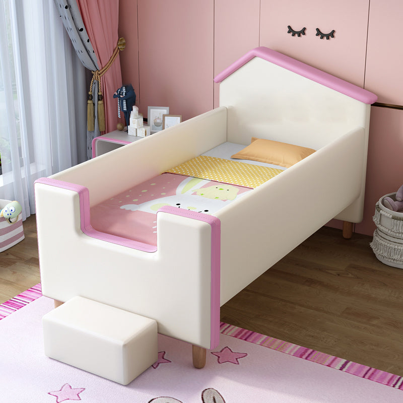 Glam Nursery Bed with Mattress White Wood Pine with Guardrail Baby Crib