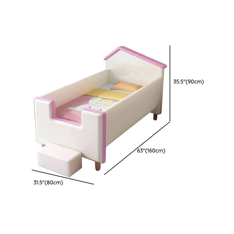 Glam Nursery Bed with Mattress White Wood Pine with Guardrail Baby Crib