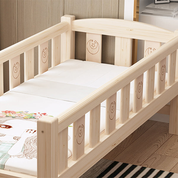 Modern Nursery Crib with Guardrail Washed Natural Wood with Mattress Nursery Bed