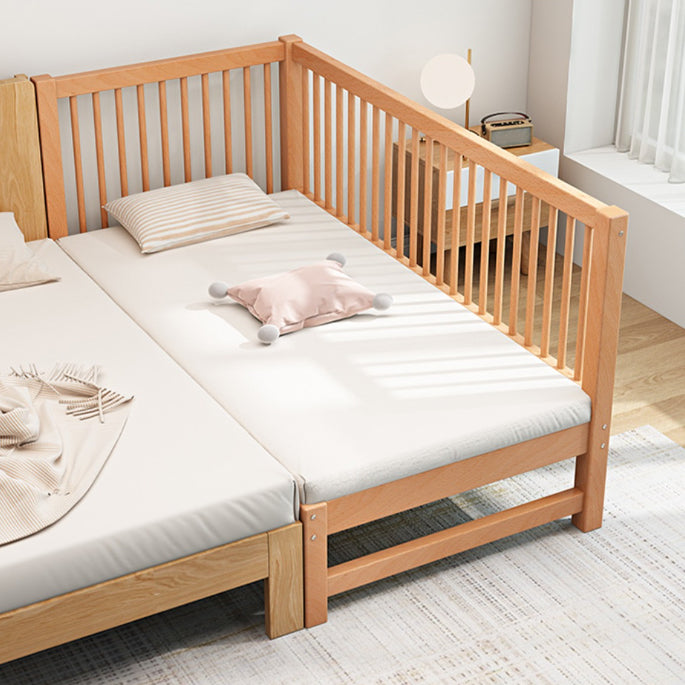 Traditional Nursery Bed Beech Washed Natural with Guardrail Wood Baby Crib