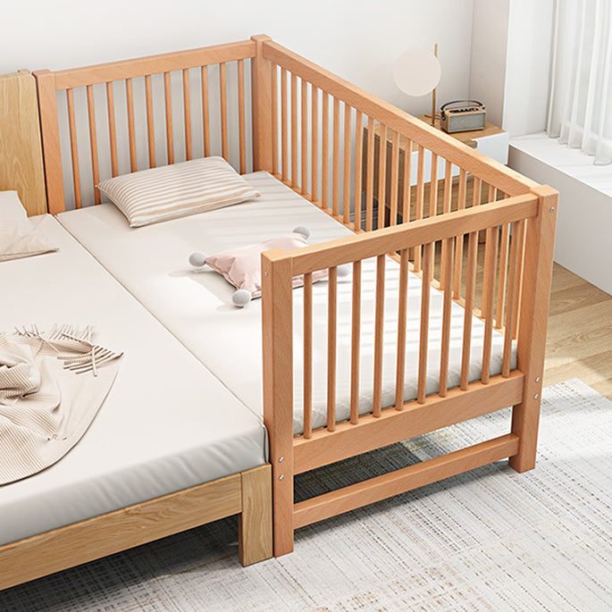 Traditional Nursery Bed Beech Washed Natural with Guardrail Wood Baby Crib