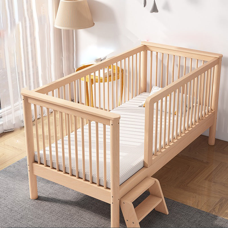 Farmhouse / Country Nursery Bed with Guardrail Washed Natural Wood Beech