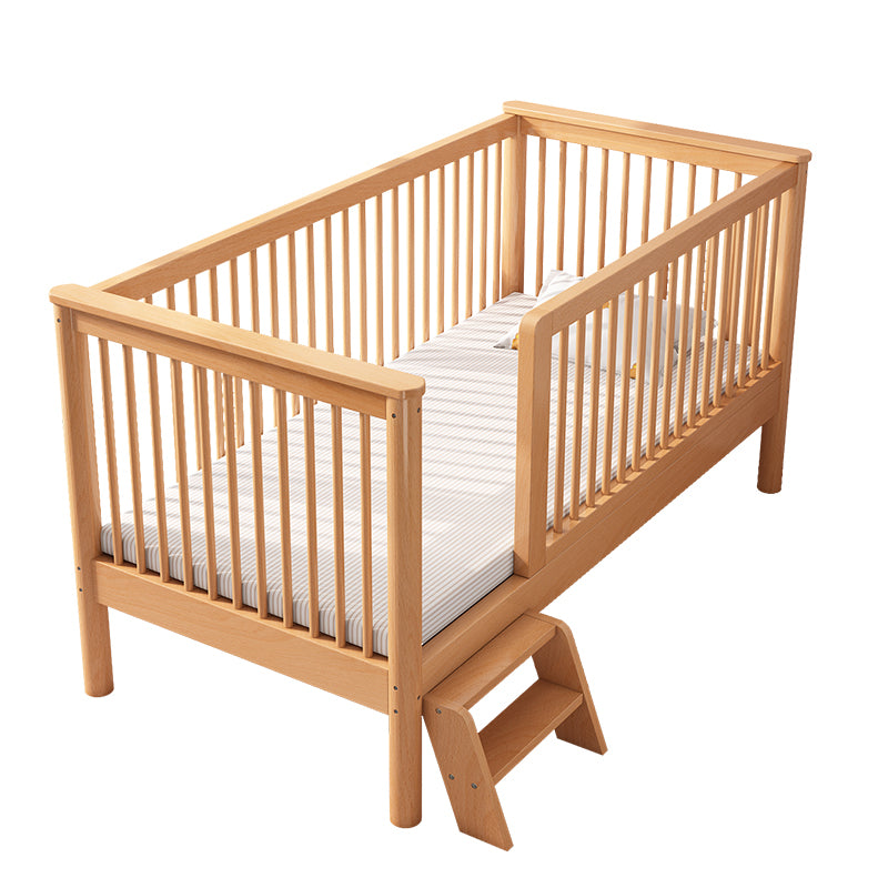 Farmhouse / Country Nursery Bed with Guardrail Washed Natural Wood Beech