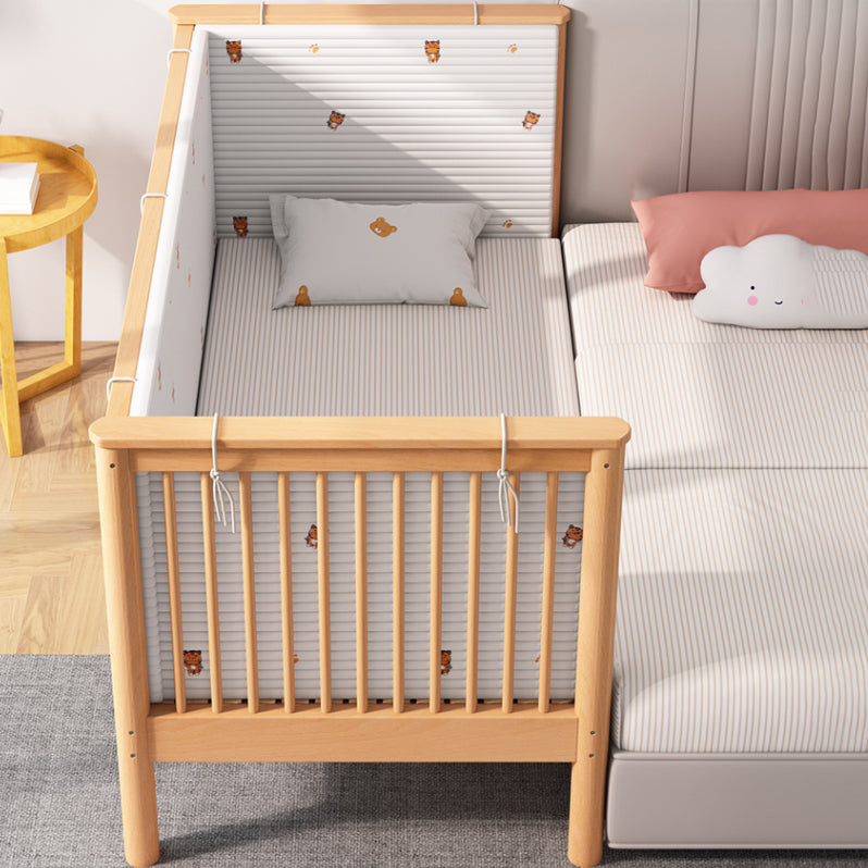 Farmhouse / Country Nursery Bed with Guardrail Washed Natural Wood Beech