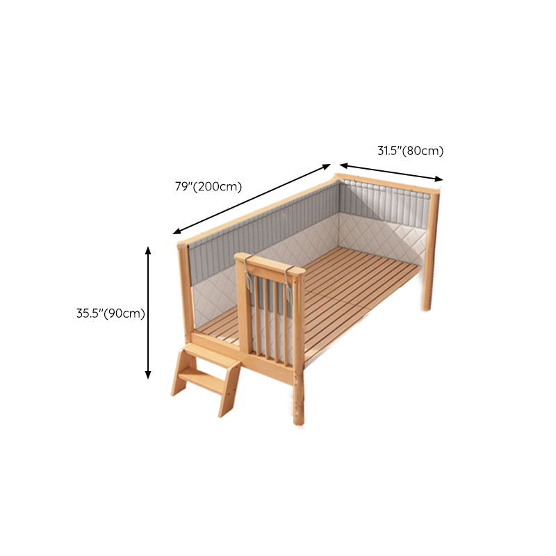 Farmhouse / Country Nursery Bed with Guardrail Washed Natural Wood Beech