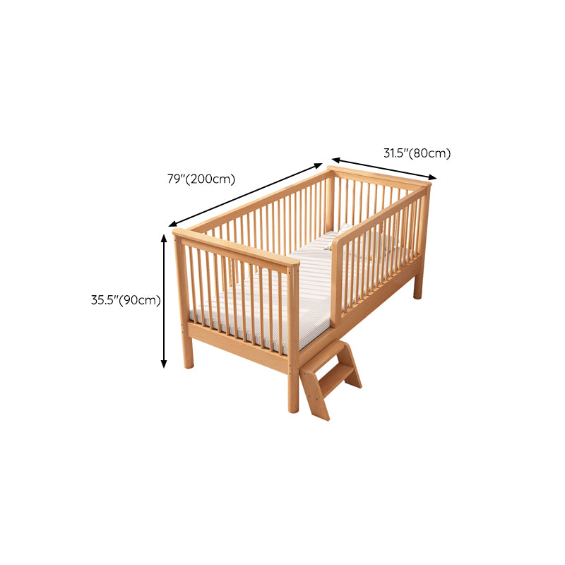 Farmhouse / Country Nursery Bed with Guardrail Washed Natural Wood Beech