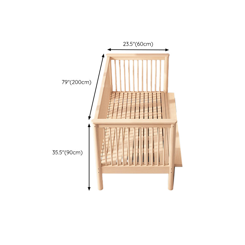 Farmhouse / Country Nursery Bed with Guardrail Washed Natural Wood Beech