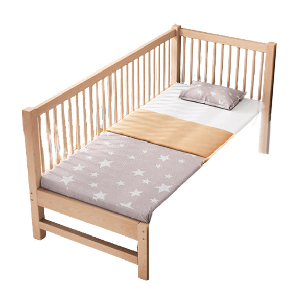 Modern Nursery Crib with Guardrail Washed Natural Wood Beech Nursery Bed