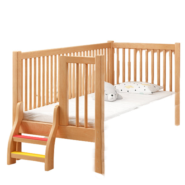 Traditional Solid Wood Nursery Bed Guardrail Washed Natural Baby Crib