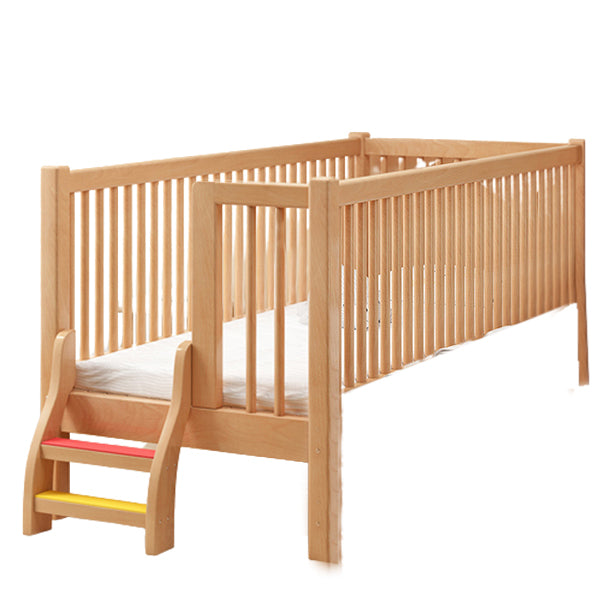 Traditional Solid Wood Nursery Bed Guardrail Washed Natural Baby Crib