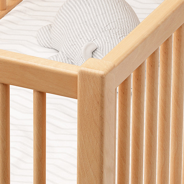 Traditional Solid Wood Nursery Bed Guardrail Washed Natural Baby Crib