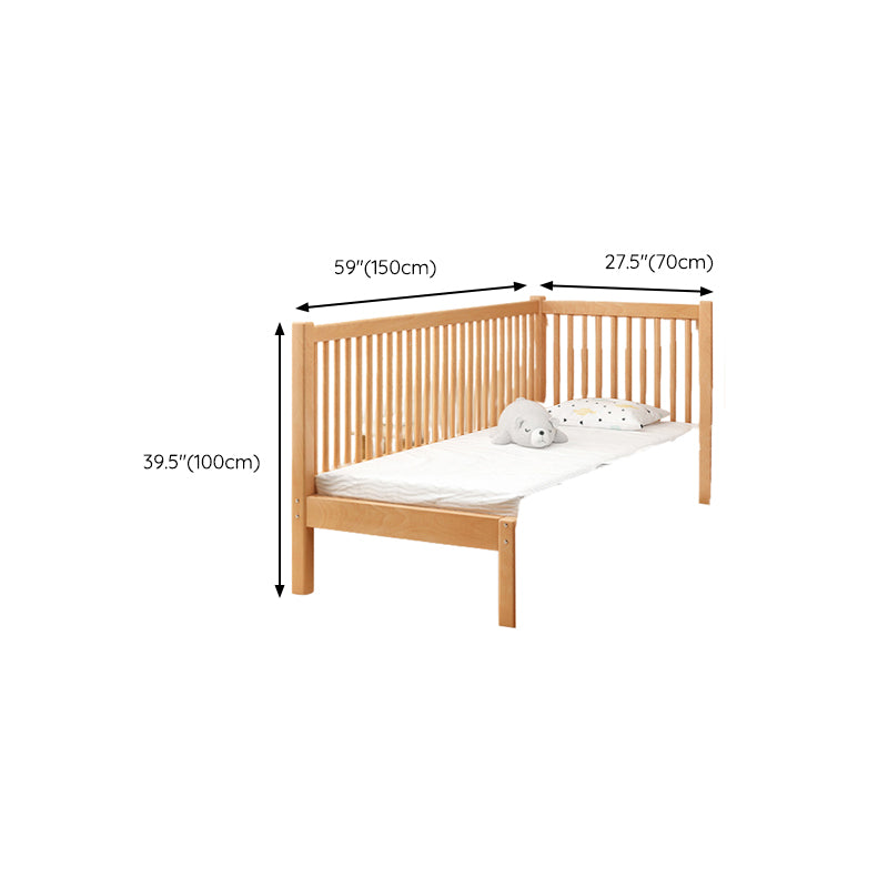 Traditional Solid Wood Nursery Bed Guardrail Washed Natural Baby Crib