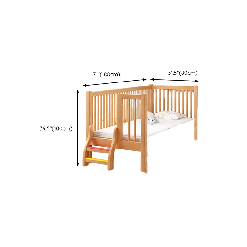 Traditional Solid Wood Nursery Bed Guardrail Washed Natural Baby Crib