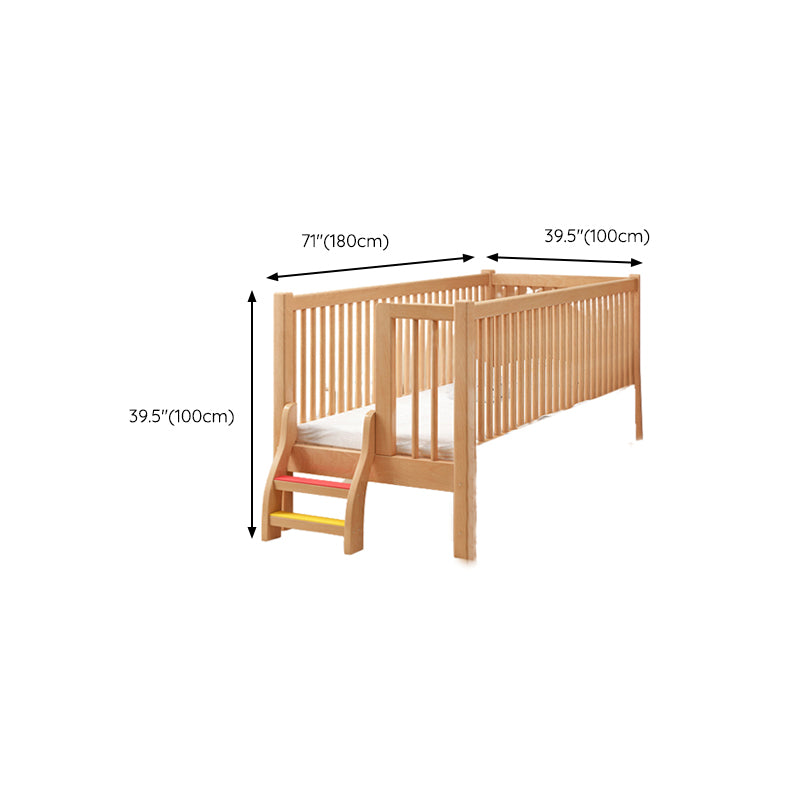 Traditional Solid Wood Nursery Bed Guardrail Washed Natural Baby Crib