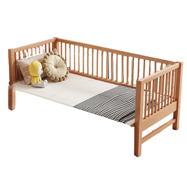 Glam Brown Solid Wood Nursery Bed Guardrail Rectangle Baby Crib