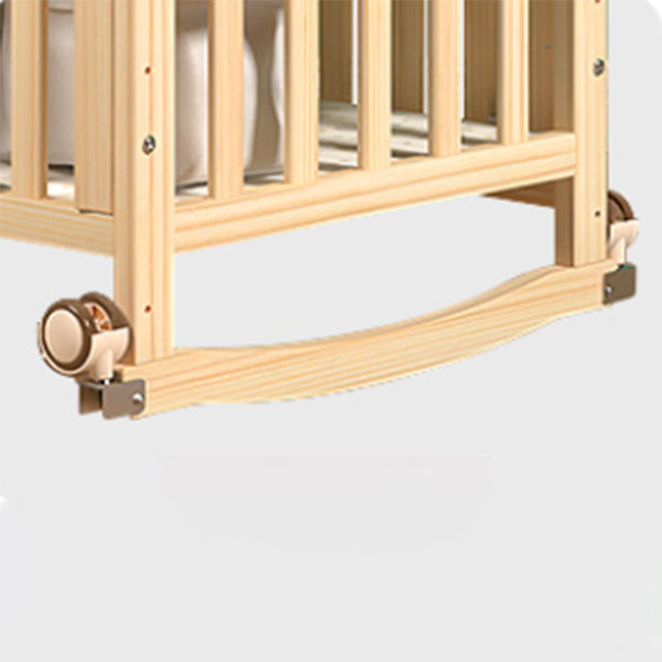 Modern 3-in-1 Convertible Crib in Natural Solid Wood Nursery Bed