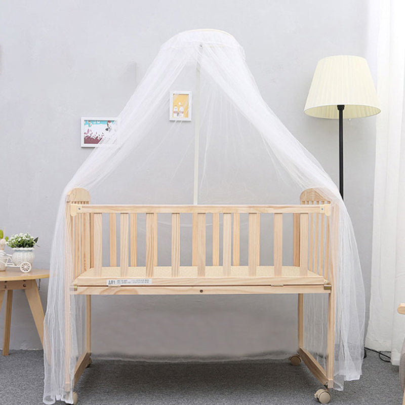 Scandinavian Convertible Crib Baby Crib Natural Wood Crib with Casters