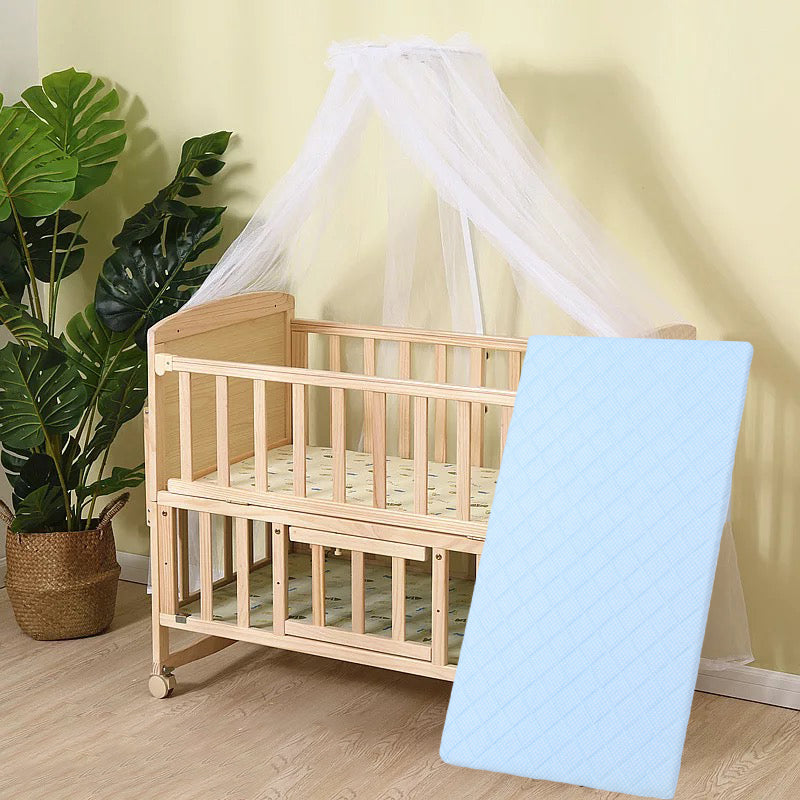 Scandinavian Convertible Crib Baby Crib Natural Wood Crib with Casters