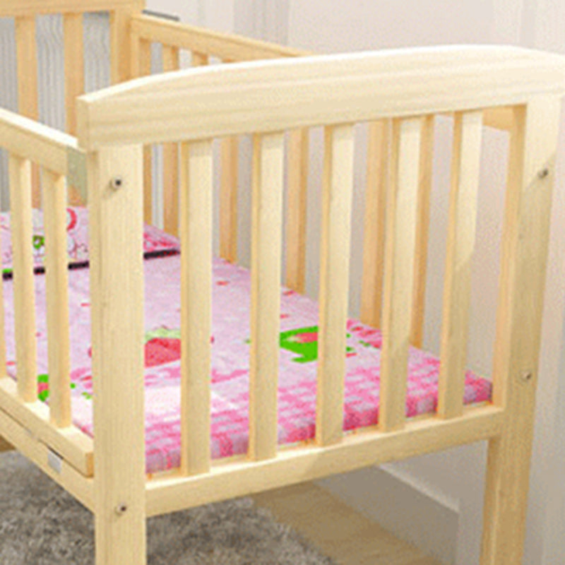 Scandinavian Convertible Crib Baby Crib Natural Wood Crib with Casters