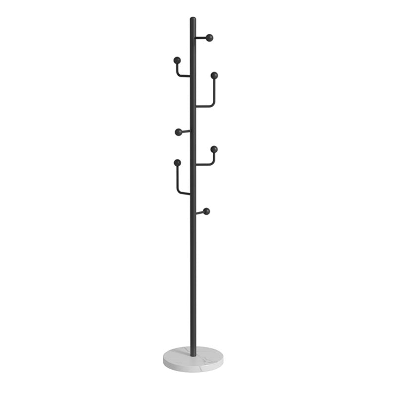 Metal Entry Hall Tree Marble Base Coat Hanger with 7 Hooks , 70.86" H