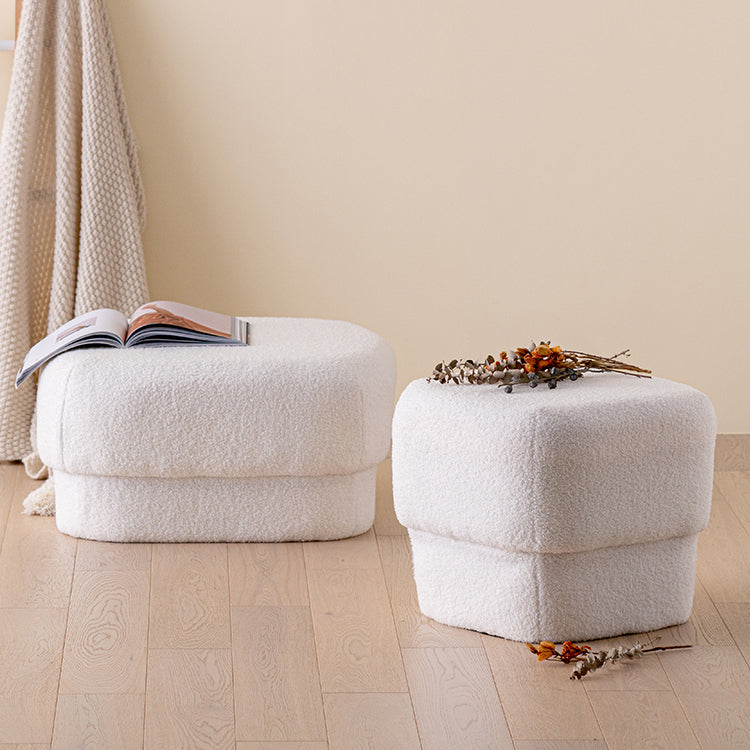 Flannel Standard Stool Modern Style Simple Household Square Footstool