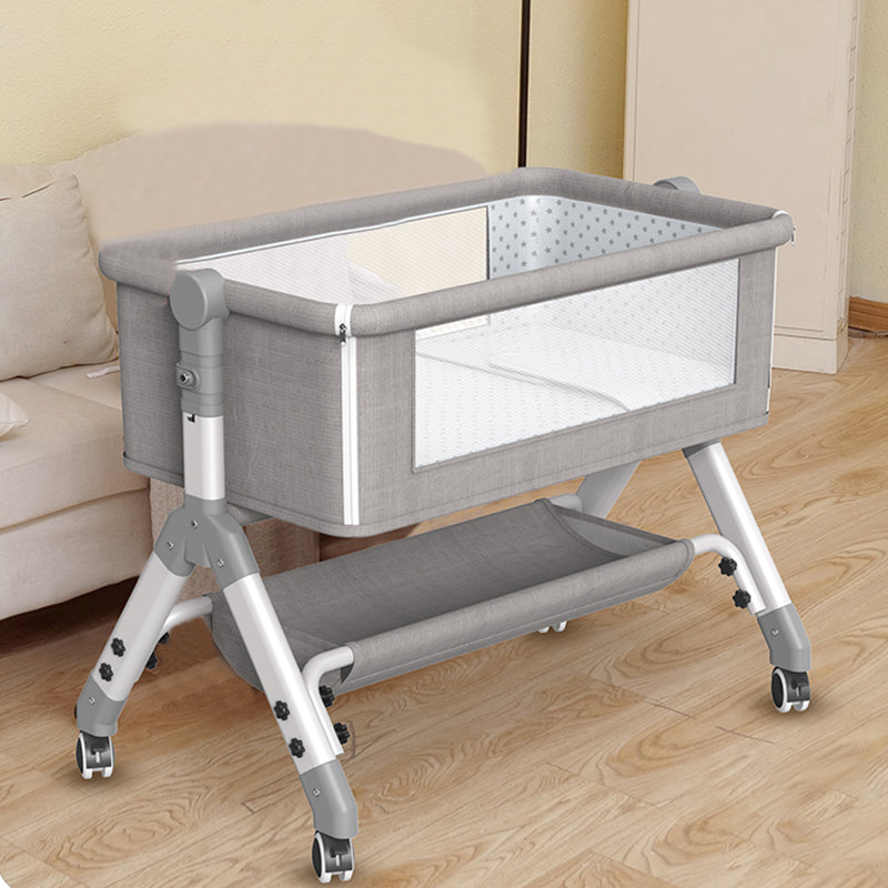 Adjustable Heights and Angle Bed Side Sleeper Rectangle Bassinet with Wheel