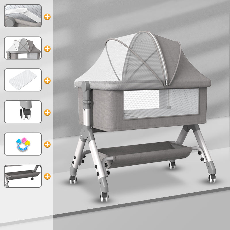 Adjustable Heights and Angle Bed Side Sleeper Rectangle Bassinet with Wheel