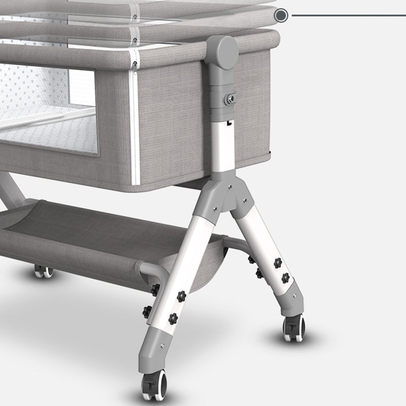 Adjustable Heights and Angle Bed Side Sleeper Rectangle Bassinet with Wheel