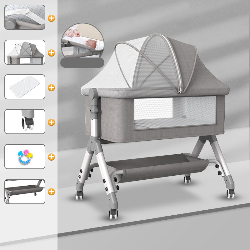 Adjustable Heights and Angle Bed Side Sleeper Rectangle Bassinet with Wheel