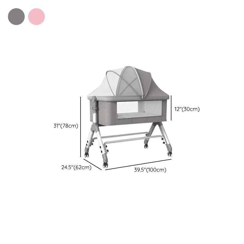 Adjustable Heights and Angle Bed Side Sleeper Rectangle Bassinet with Wheel