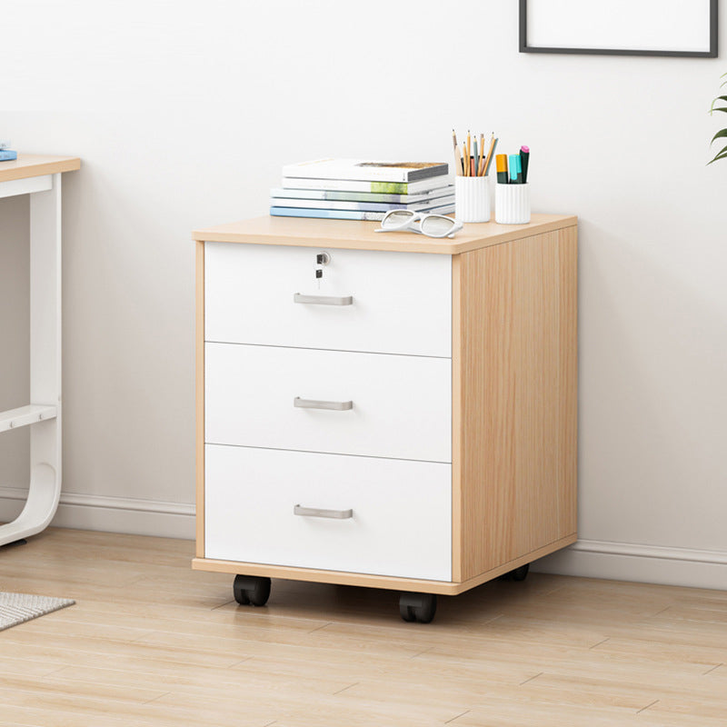 Modern Lateral File Cabinet Wood Locking Storage Filing Cabinet with Wheels