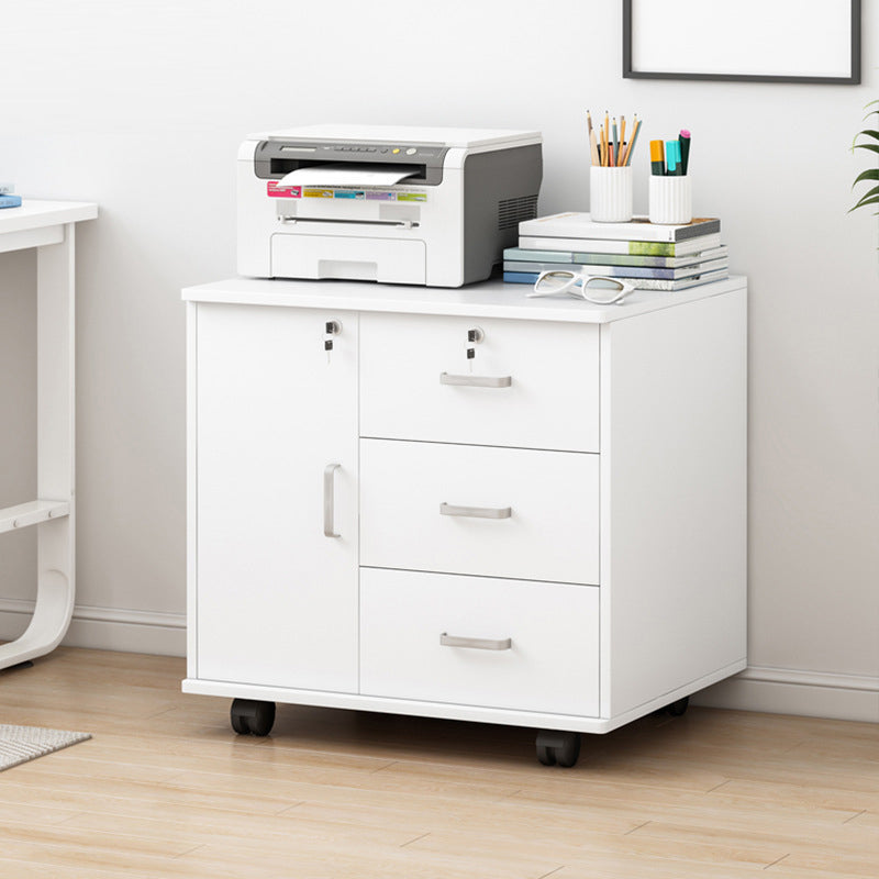 Modern Lateral File Cabinet Wood Locking Storage Filing Cabinet with Wheels