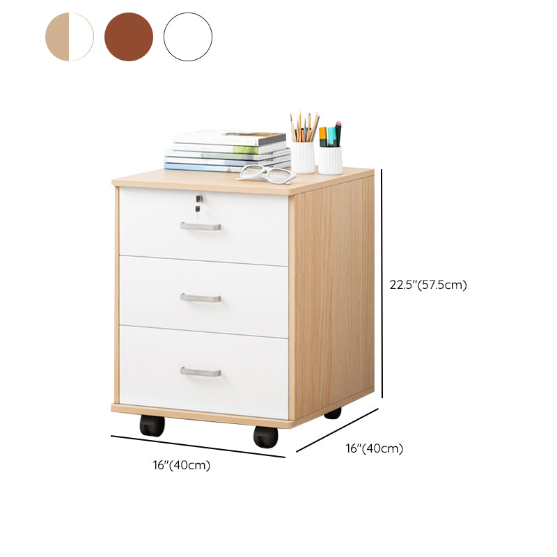 Modern Lateral File Cabinet Wood Locking Storage Filing Cabinet with Wheels