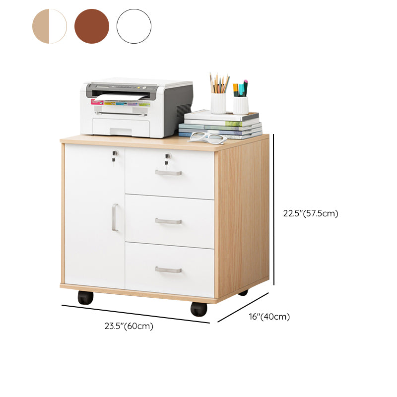 Modern Lateral File Cabinet Wood Locking Storage Filing Cabinet with Wheels