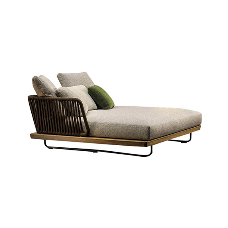 Minimalist Outdoor Patio Sofa Wood & Metal Frame Patio Sofa with Cushion