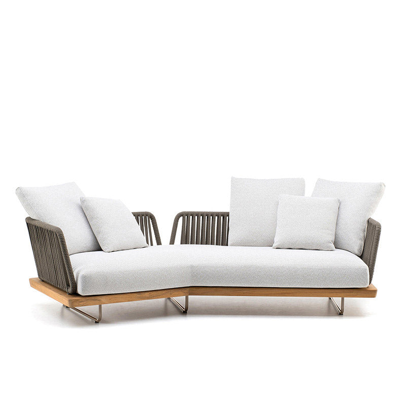 Minimalist Outdoor Patio Sofa Wood & Metal Frame Patio Sofa with Cushion